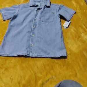 NWT size 10_12  Cat & Jack Light Blue Button Down Shirt
